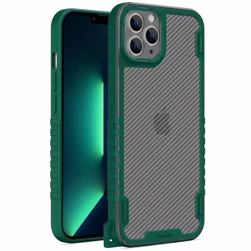 

Чохол TPU+PC TRAVEL Carbon для Apple iPhone 12 Pro (Зелений)