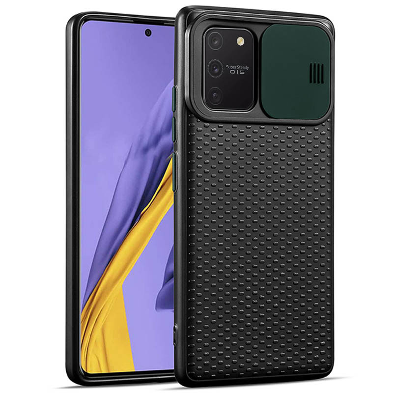 

Чохол Camshield Black TPU зі шторкою яка захищає камеру для для Samsung Galaxy S10 Lite (Чорний / темно-зелений)