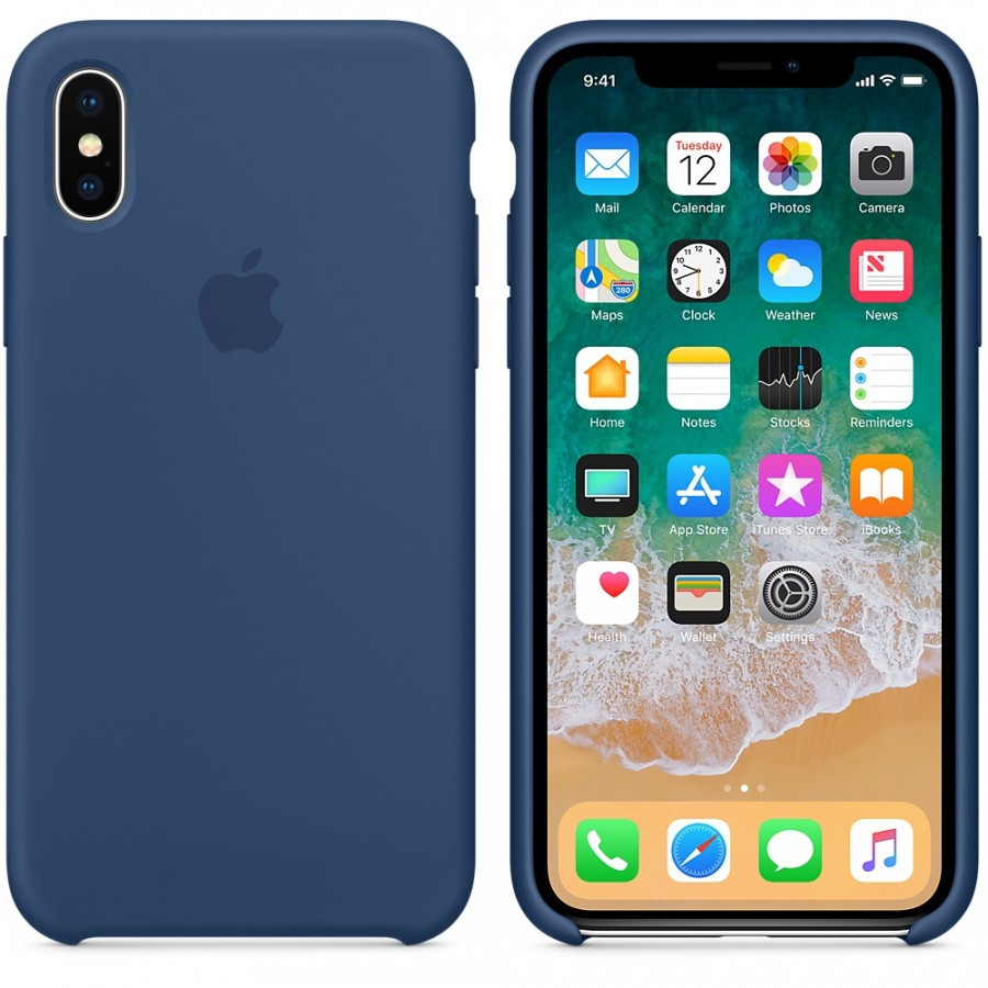 

Чехол Silicone case (AAA) для Apple iPhone X (5.8") Синий / Navy blue (143710)