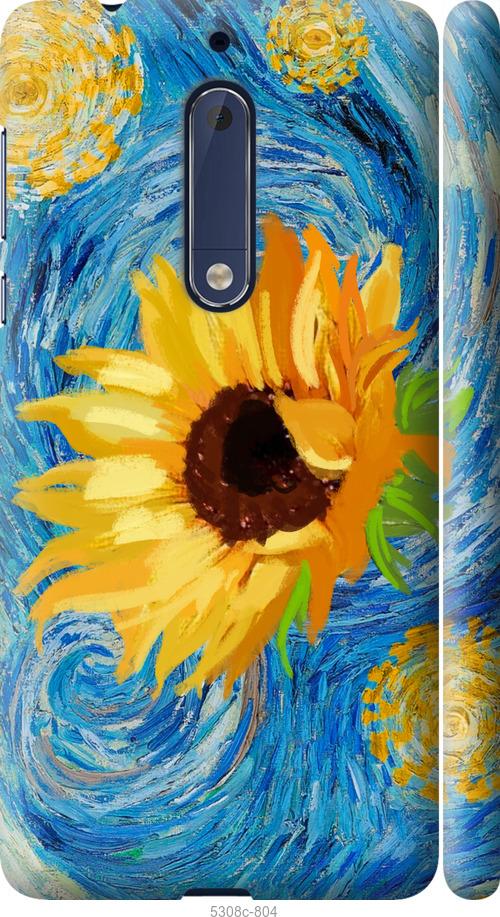 

Чехол на Nokia 5 Цветы желто-голубые