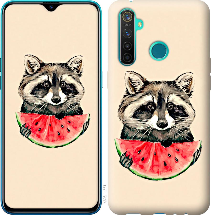 Чехол на Realme 5 Pro Енотик с арбузом