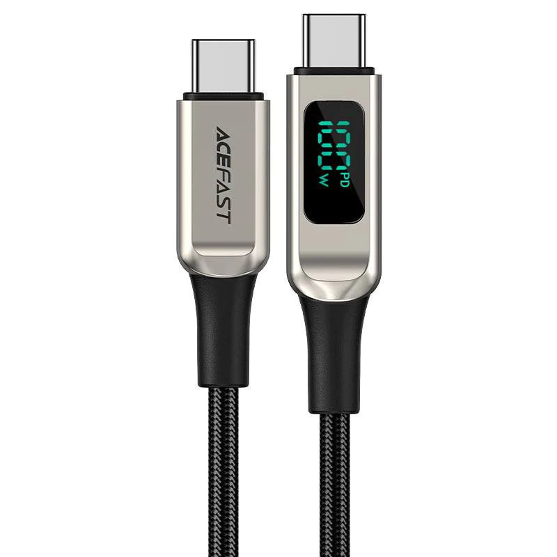 

Дата кабель Acefast C6-03 USB-C to USB-C 100W zinc alloy digital display braided (1m) (Silver)