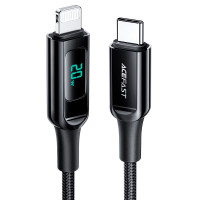 Дата кабель Acefast MFI C6-01 USB-C to Lightning zinc alloy digital display braided (1.2m)