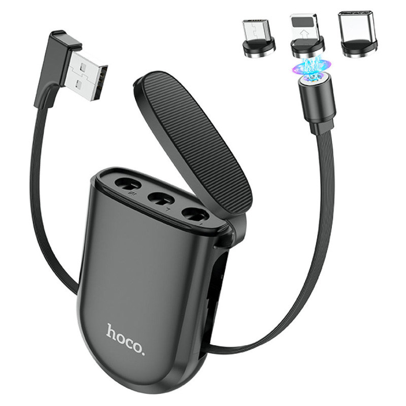 

Дата кабель Hoco S50 Magnetic 3in1 Lightning-microUSB-Type-C (1m)