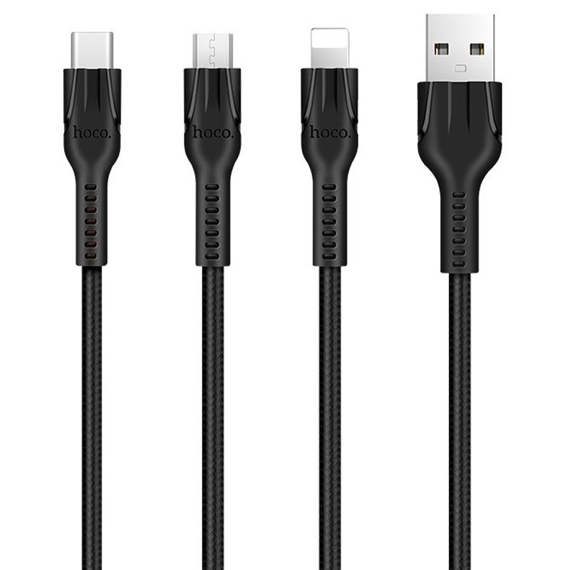 

Дата кабель Hoco U31 "Benay" 3in1 Lightning -MicroUSB-Type-C (1.2m)