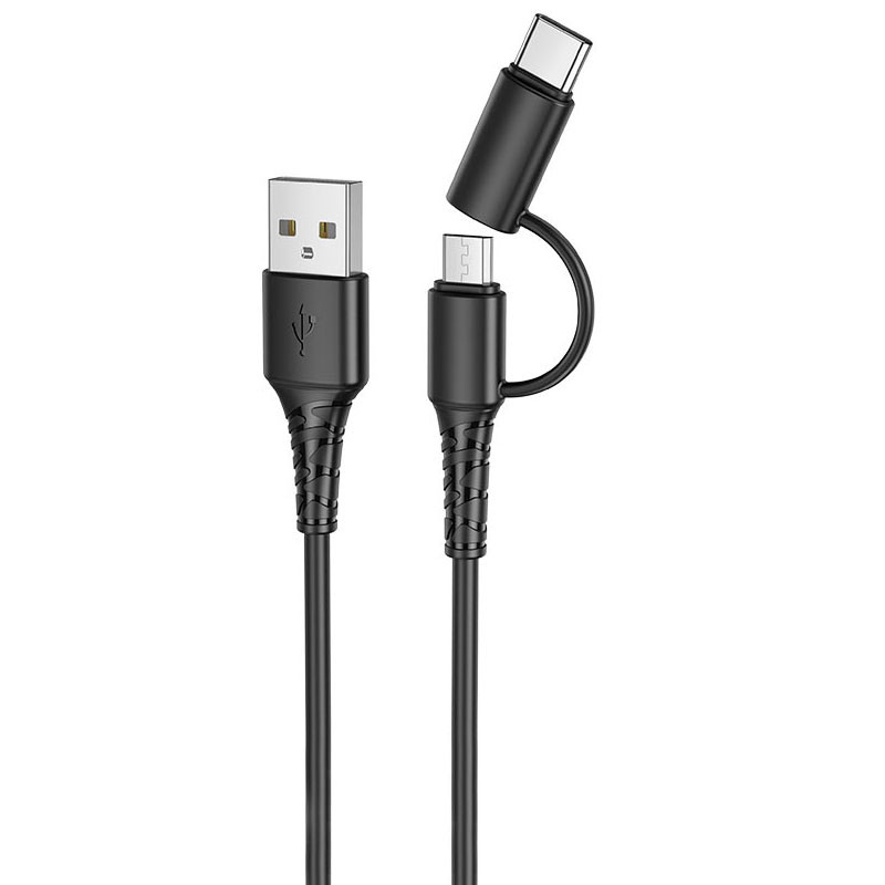 

Дата кабель Hoco X54 Cool dual 2in1 USB to MicroUSB-Type-C (1m) (Чорний)