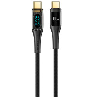 Дата кабель USAMS US-SJ590 Type-C to Type-C PD 100W Transparent Digital Display Cable (1.2m)