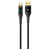 Дата кабель USAMS US-SJ592 USB to Type-C 6A 66W Transparent Digital Display Cable (1.2m)