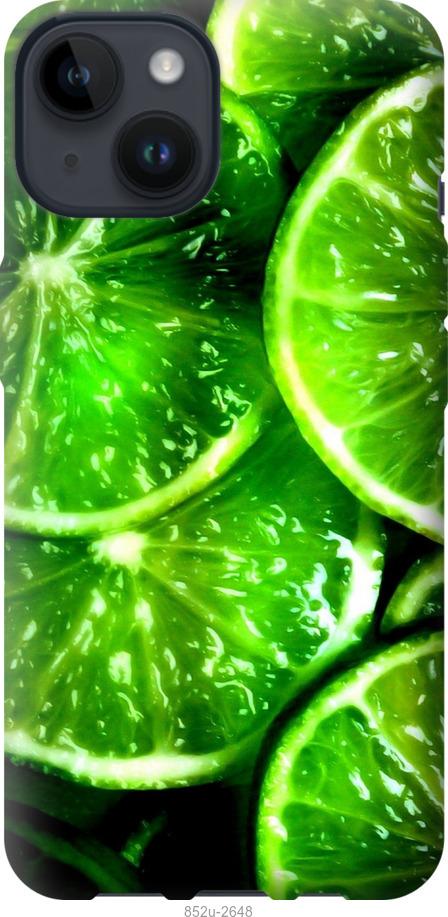 Чехол на iPhone 14 Зелёные дольки лимона
