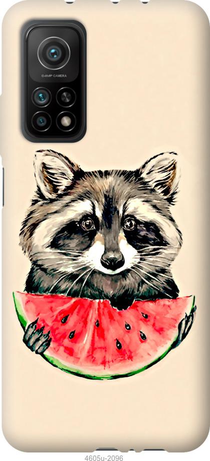

Чехол на Xiaomi Mi 10T Енотик с арбузом