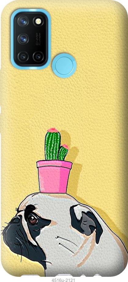 Чехол на Realme C17 Мопс с кактусом