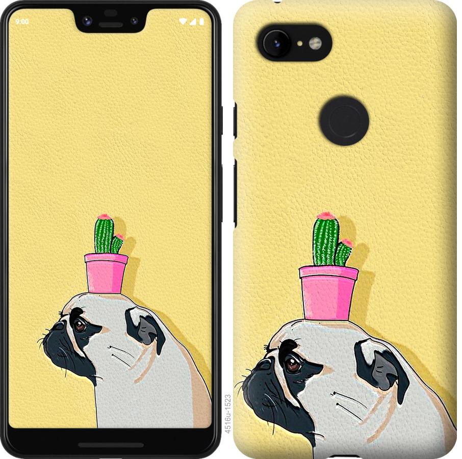 

Чохол на Google Pixel 3 XL Мопс з кактусом