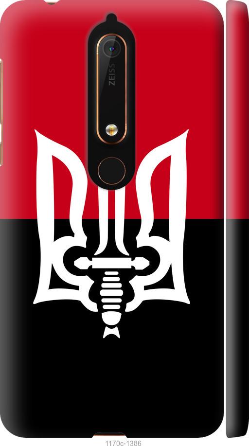 

Чехол на Nokia 6.1 Чорно-червоний прапор з тризубом