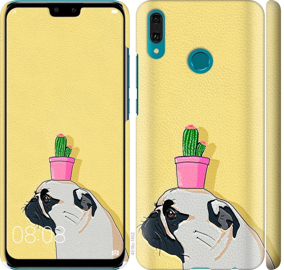 

Чохол на Huawei Y9 2019 Мопс з кактусом