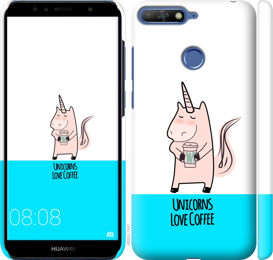 

Чохол на Huawei Honor 7A Pro Єдиноріжок з кавою