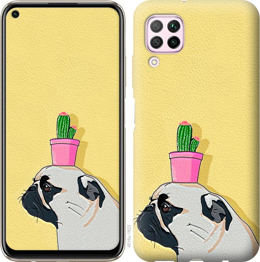 

Чохол на Huawei P40 Lite Мопс з кактусом