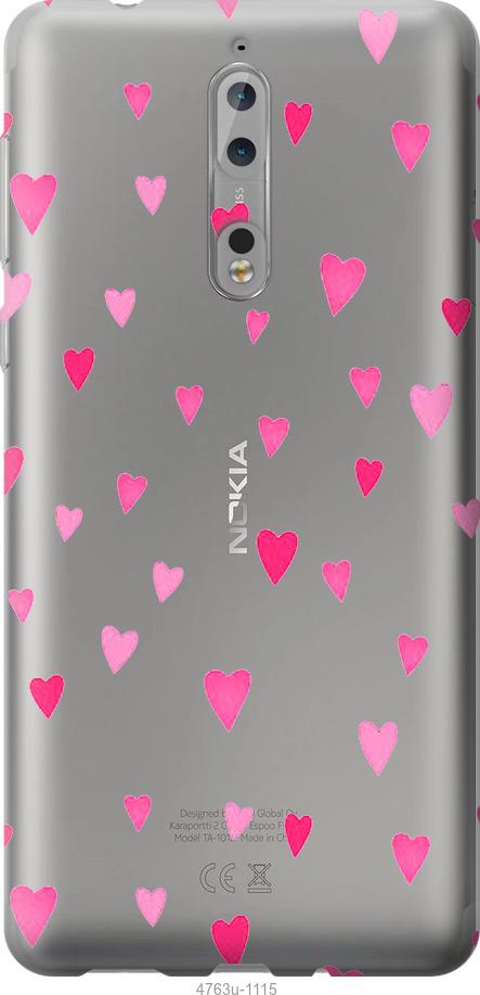 

Чехол на Nokia 8 Сердечки 2