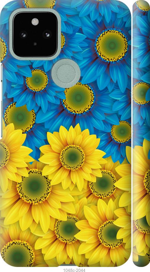 Чехол на Google Pixel 5 Жёлто-голубые цветы