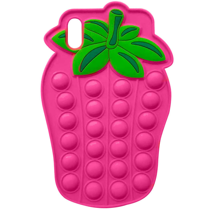 

Фігурний силіконовий 3D чохол-антистрес Pop it Bubble Полуниця для Apple iPhone X (5.8") (Рожевий)