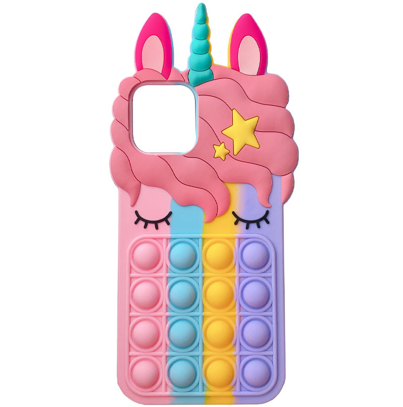 

Фигурный силиконовый 3D чехол-антистресс Pop it Bubble Unicorn для Apple iPhone 11 (6.1") (182469)