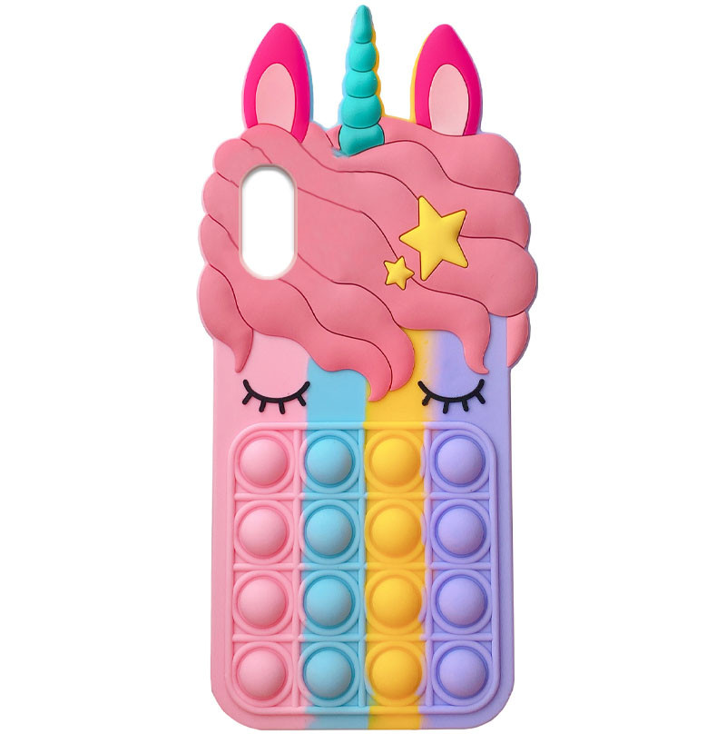 

Фигурный силиконовый 3D чехол-антистресс Pop it Bubble Unicorn для Apple iPhone XS Max (6.5") Разноцветный (182486)