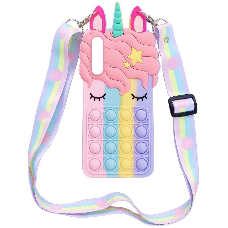 

Фигурный силиконовый 3D чехол Pop it Bubble Unicorn на ремешке для Samsung Galaxy A20 (A205F) Разноцветный (192894)
