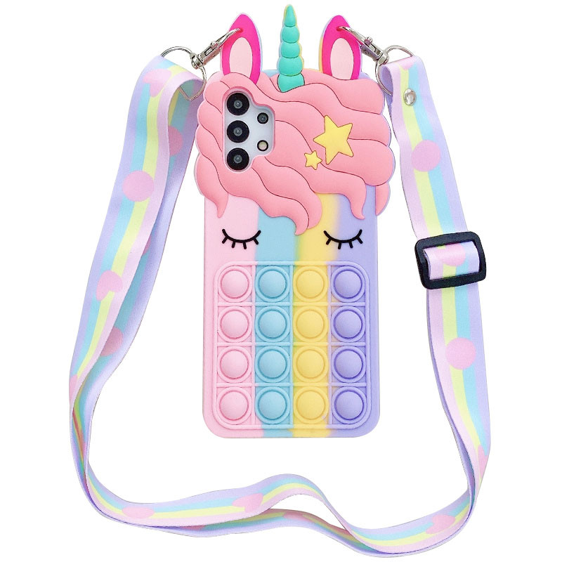 

Фигурный силиконовый 3D чехол Pop it Bubble Unicorn на ремешке для Samsung Galaxy A52 4G/A52 5G/A52s (192903)