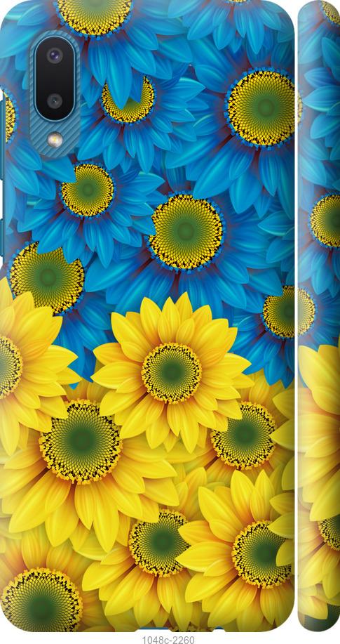 Чехол на Samsung Galaxy A02 A022G Жёлто-голубые цветы