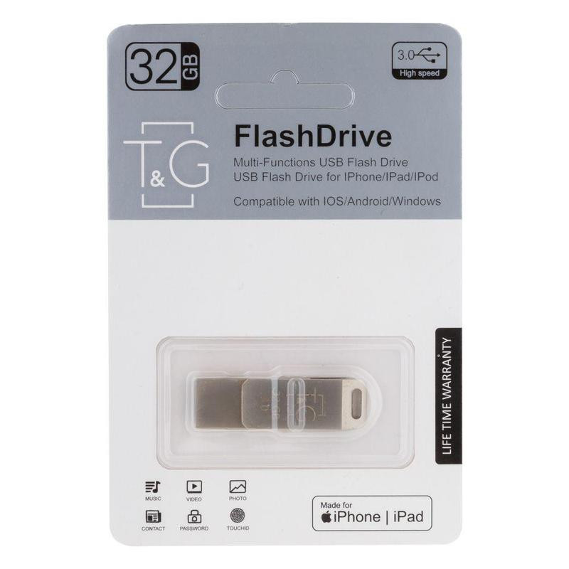 

Флеш-драйв T&G 008 Metal series USB 3.0 - Lightning 32GB