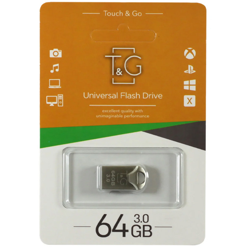 

Флеш-драйв USB 3.0 Flash Drive T & G 106 Metal Series 64GB (Срібний)