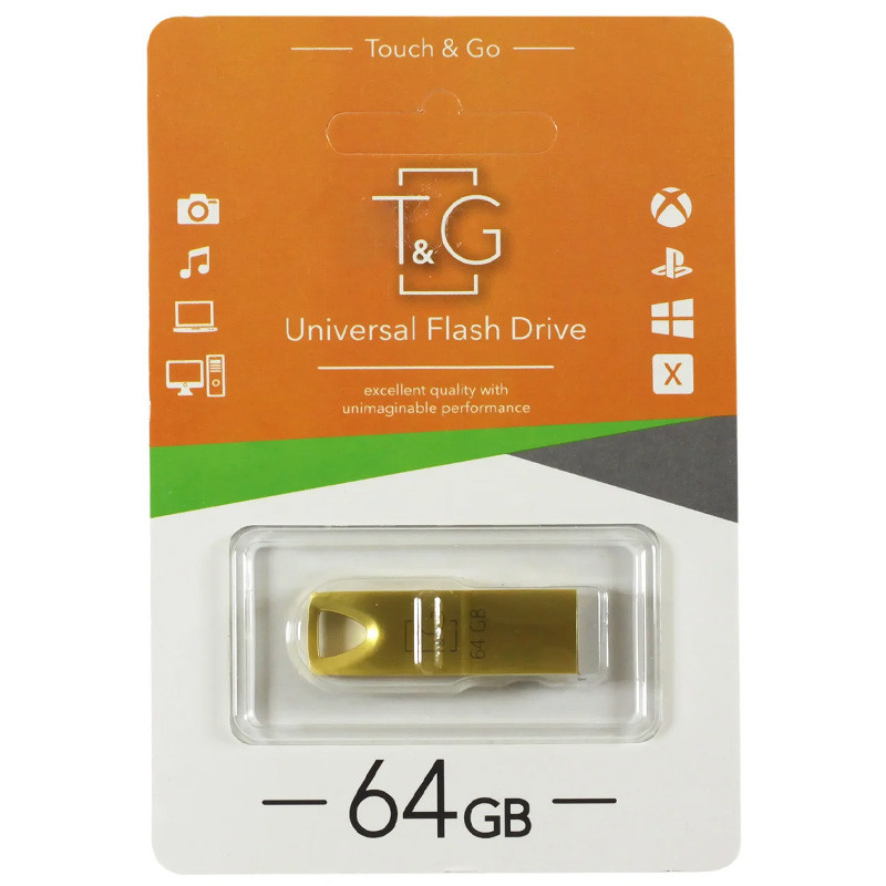 

Флеш-драйв 3.0 USB Flash Drive T&G 117 Metal Series 64GB Золотой (160991)