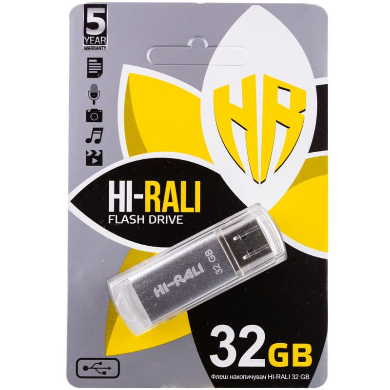 

Флеш накопичувач USB Hi-Rali Rocket 32 GB Срібна серія (Срібний)