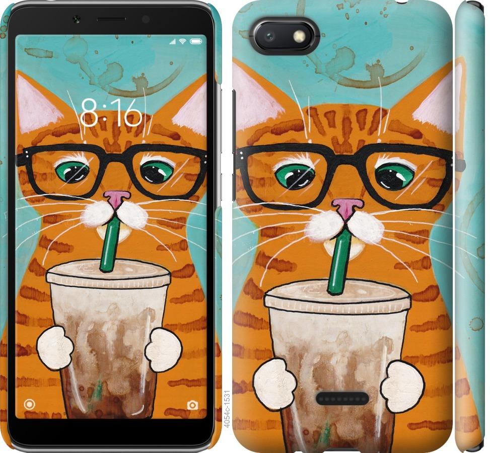 

Чехол на Xiaomi Redmi 6A Зеленоглазый кот в очках