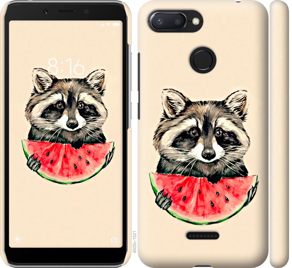 

Чехол на Xiaomi Redmi 6 Енотик с арбузом