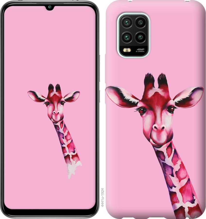 Чехол на Xiaomi Mi 10 Lite Розовая жирафа