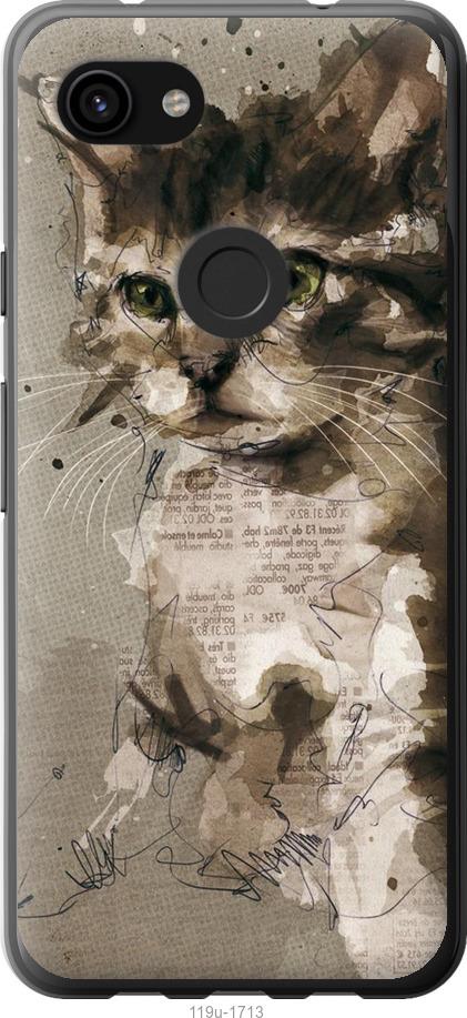 

Чехол на Google Pixel 3a XL Котёнок из пятен и линий