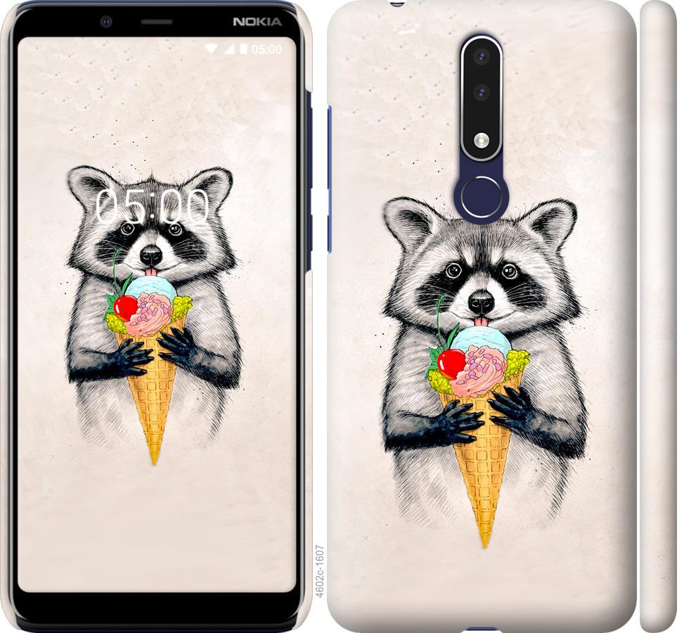 

Чохол на Nokia 3.1 Plus Єнот з морозивом