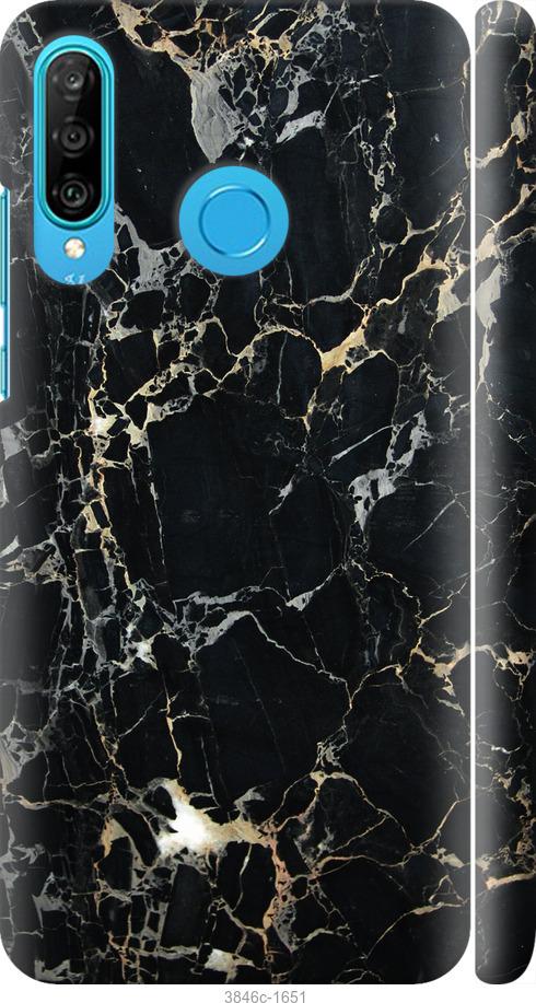 

Чехол на Huawei P30 Lite Черный мрамор