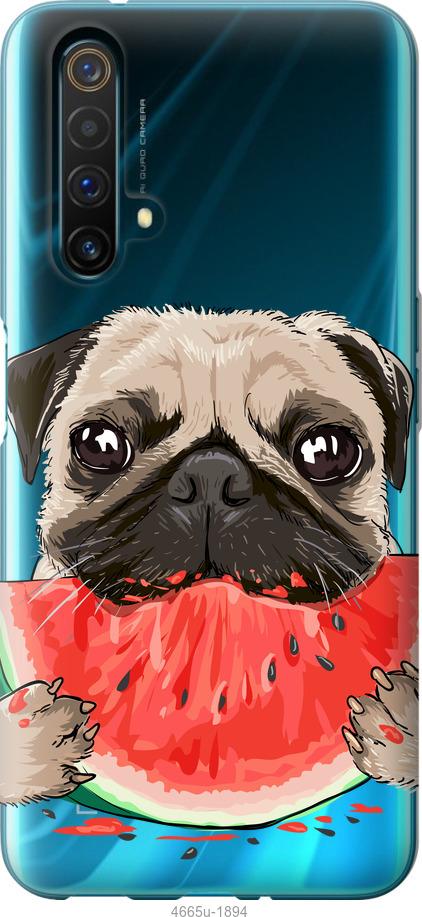 

Чехол на Realme X50 Мопс и арбуз