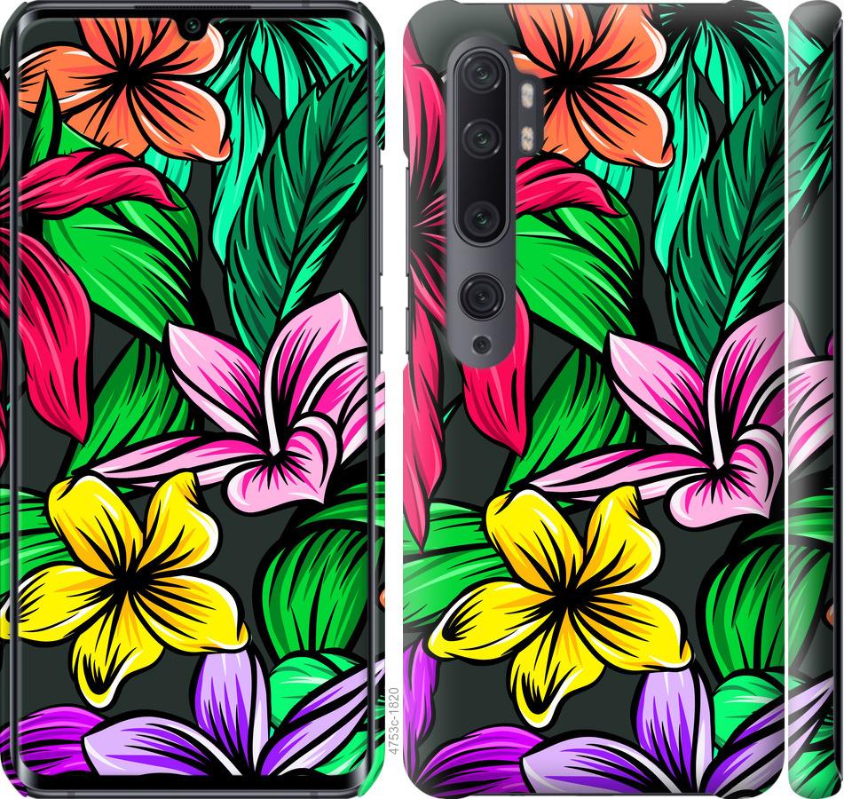 Чехол на Xiaomi Mi Note 10 Тропические цветы 1