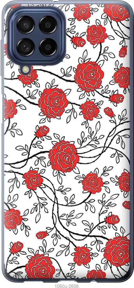 Чехол на Samsung Galaxy M53 M536B Красные розы на белом фоне
