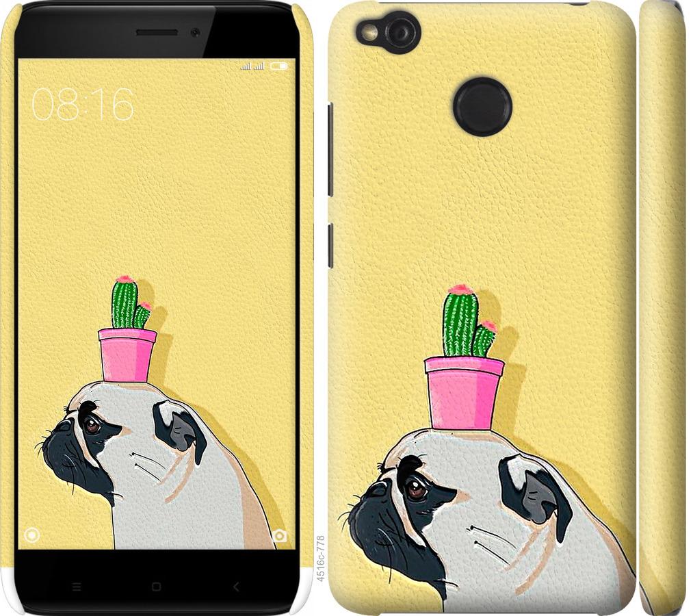 

Чохол на Xiaomi Redmi 4X Мопс з кактусом