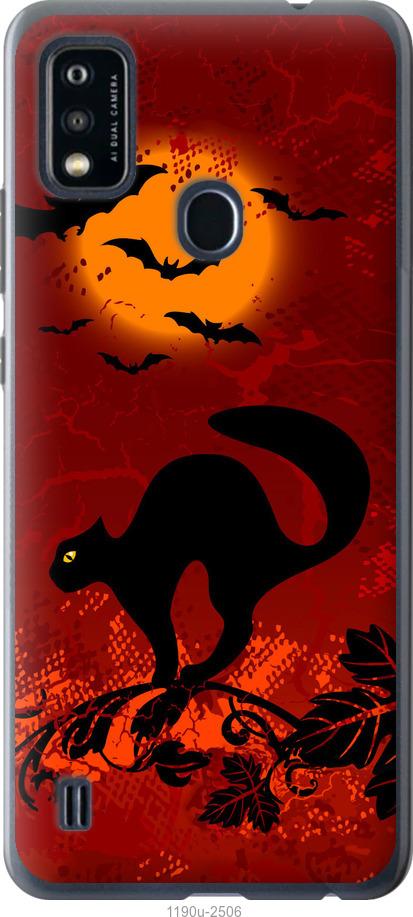 

Чехол на ZTE Blade A51 Чёрная кошка под луной