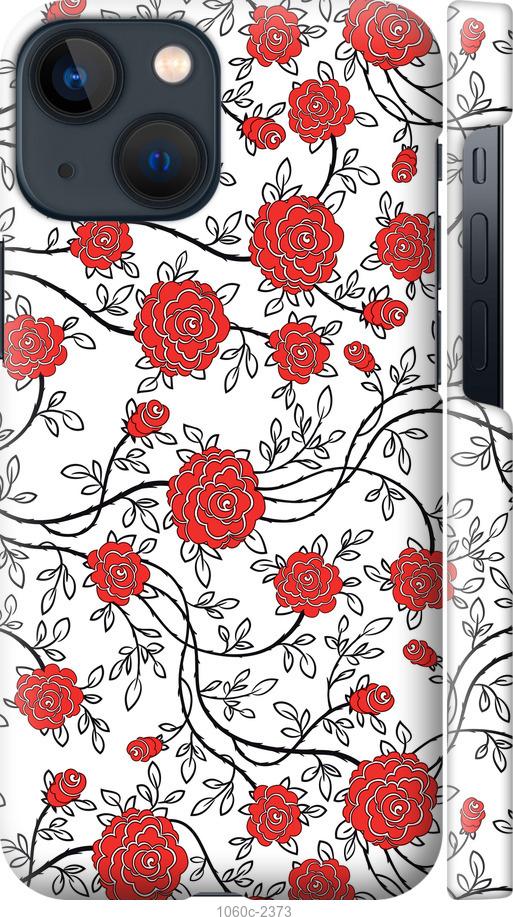 Чехол на iPhone 13 Mini Красные розы на белом фоне