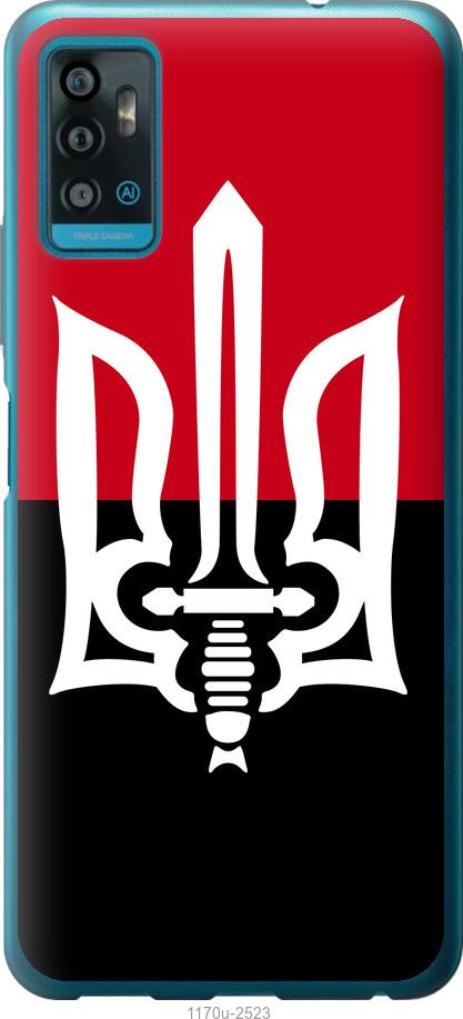 

Чохол на ZTE Blade A71 Чорно-червоний прапор з тризубом
