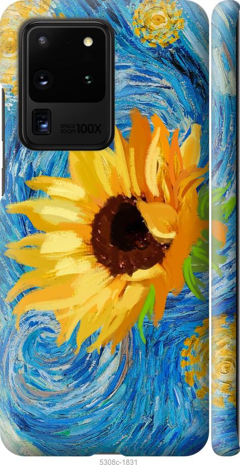 Чохол на Samsung Galaxy S20 Ultra Квіти жовто-блакитні