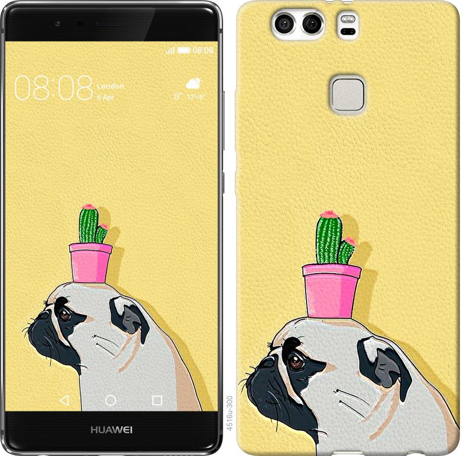 

Чохол на Huawei P9 Plus Мопс з кактусом