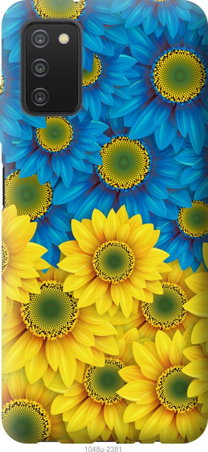 Чехол на Samsung Galaxy A03s A037F Жёлто-голубые цветы