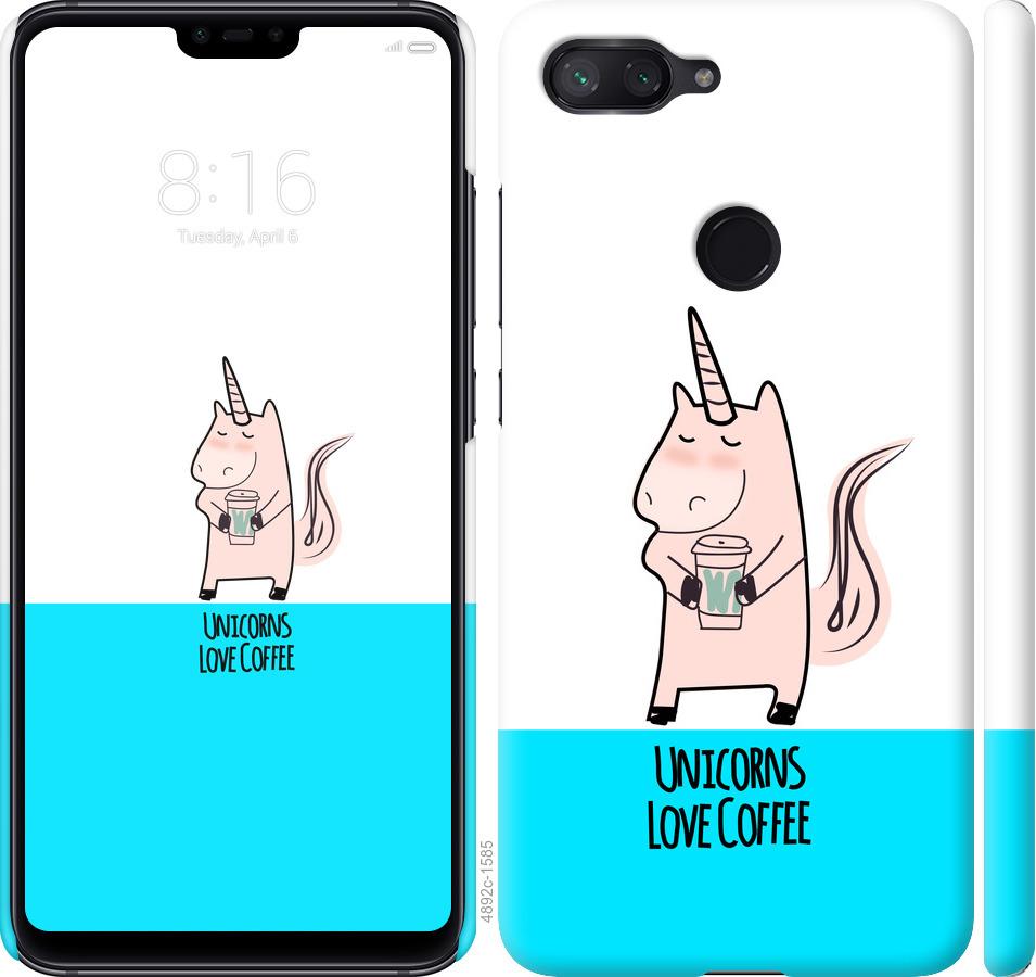 

Чехол на Xiaomi Mi 8 Lite Единорожек с кофе