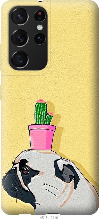 

Чохол на Samsung Galaxy S21 Ultra Мопс з кактусом